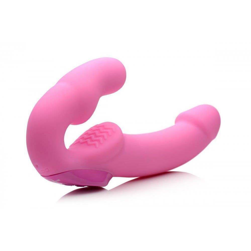 Секс игрушки - Безремневой страпон с дистанционным управлением, розовый 3