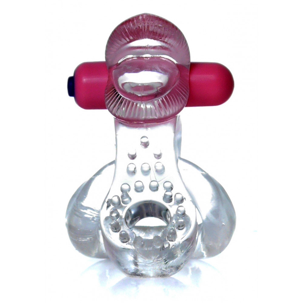  - Ерекційне вібро кільце BOSS - Tongue Vibro Cock Ring Clear, BS6700051 2