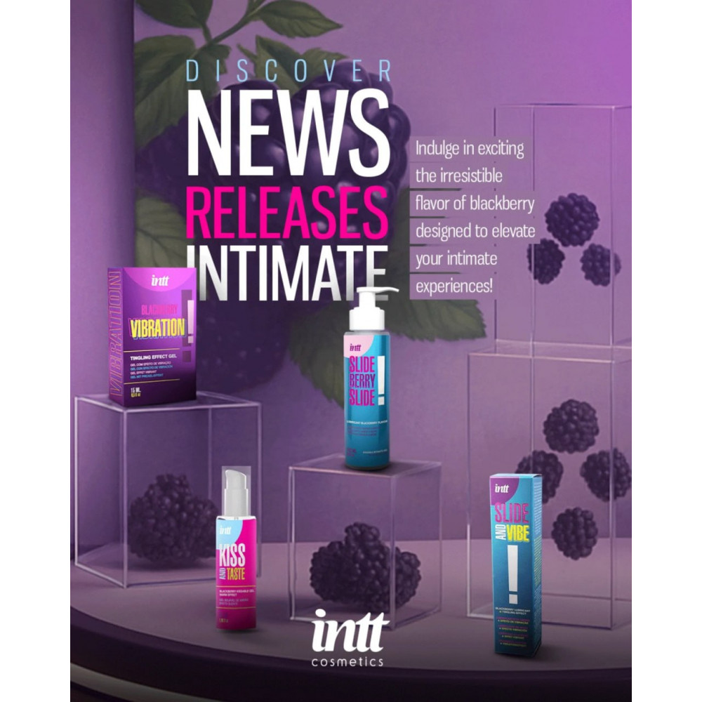 Оральные смазки - Лубрикант съедобный с ароматом ежевики Intt SLIDE BERRY SLIDE! на водной основе, 100 мл 5