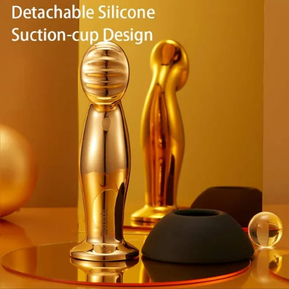 Різне - Масажер простати металевий золото з вібрацією Lockink 3