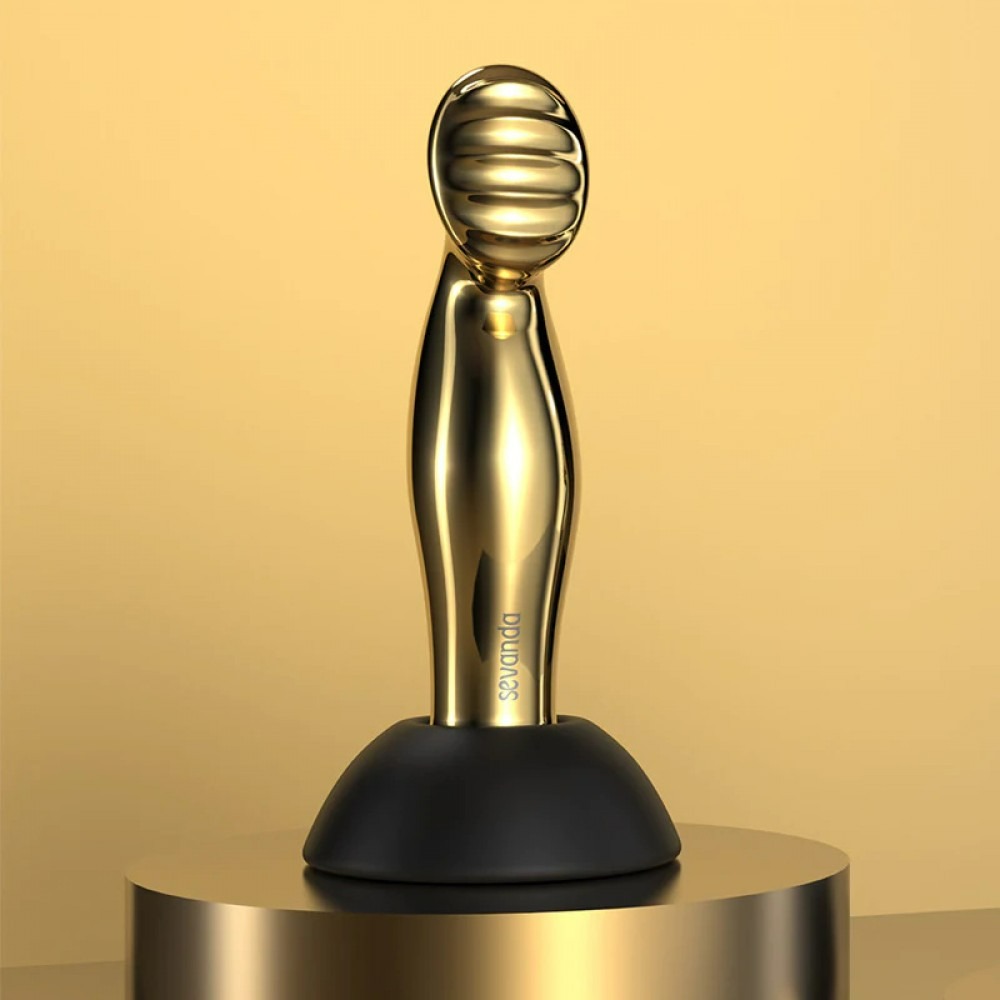 Різне - Масажер простати металевий золото з вібрацією Lockink