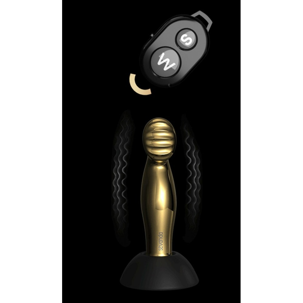 Різне - Масажер простати металевий золото з вібрацією Lockink 2
