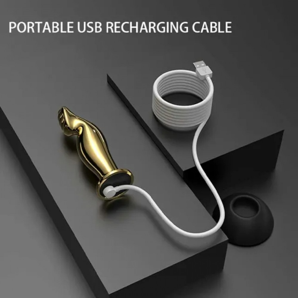 Різне - Масажер простати металевий золото з вібрацією Lockink 4