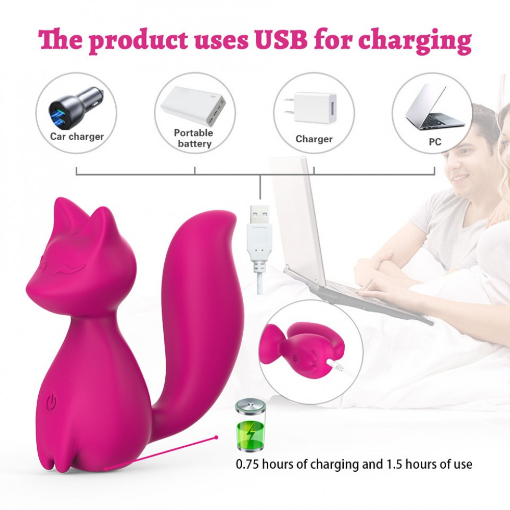 Вібропулі та міні-вібратори - Міні-вібратор кліторальний Every Night Toys Doris у формі лисиці рожевий, 10 режимів вібрації 3