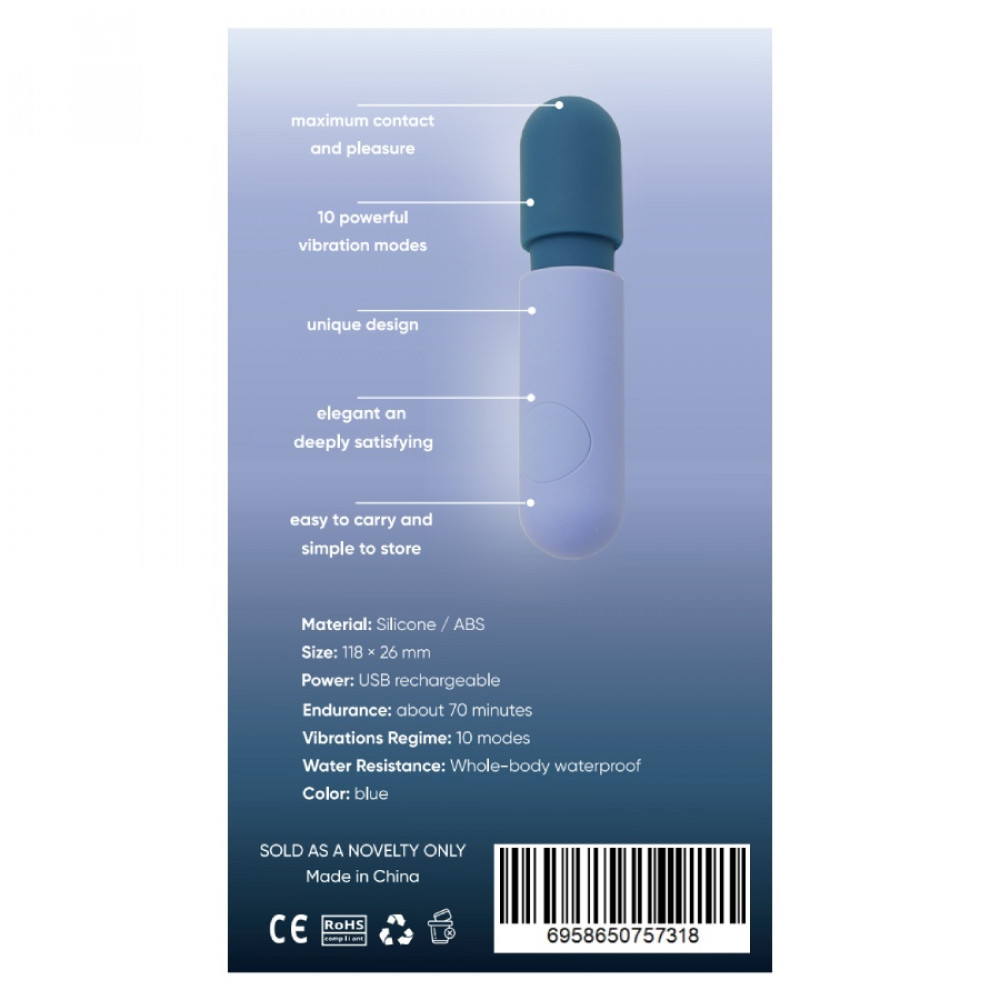 Для LGBTQ+ - Міні-вібратор мікрофон Sweet Em, 10 режимів, синій, 11.8 х 2.6 см 5