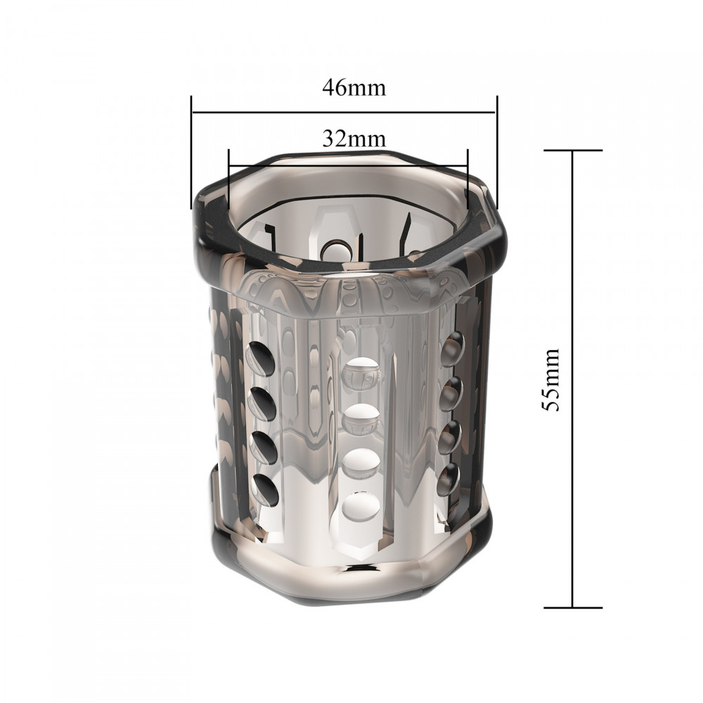 Эрекционные кольца без вибрации - Насадка на пенис Pretty Love стимулирующая, прозрачная, 5.5 х 3.2 см 6
