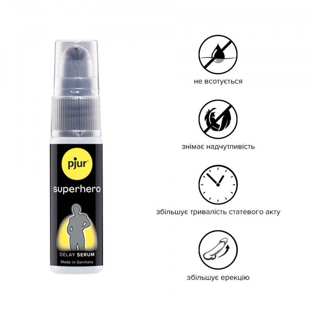 Пролонгаторы и смазки - Сыворотка-пролонгатор pjur Superhero Delay Serum 20 мл, создает эффект пленки, без онемения 10