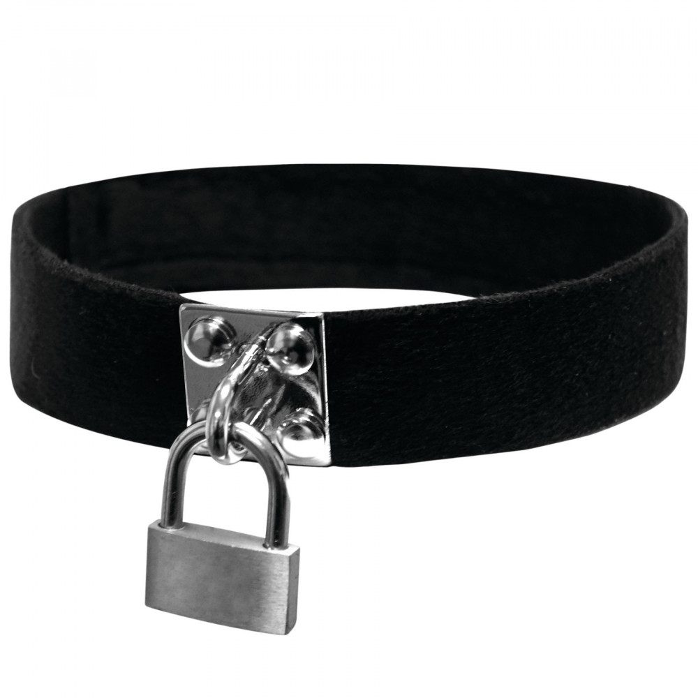 Чокеры, портупеи - Чокер с замочкомSex And Mischief - Lock & Key Collar, полиэстер, на липучке