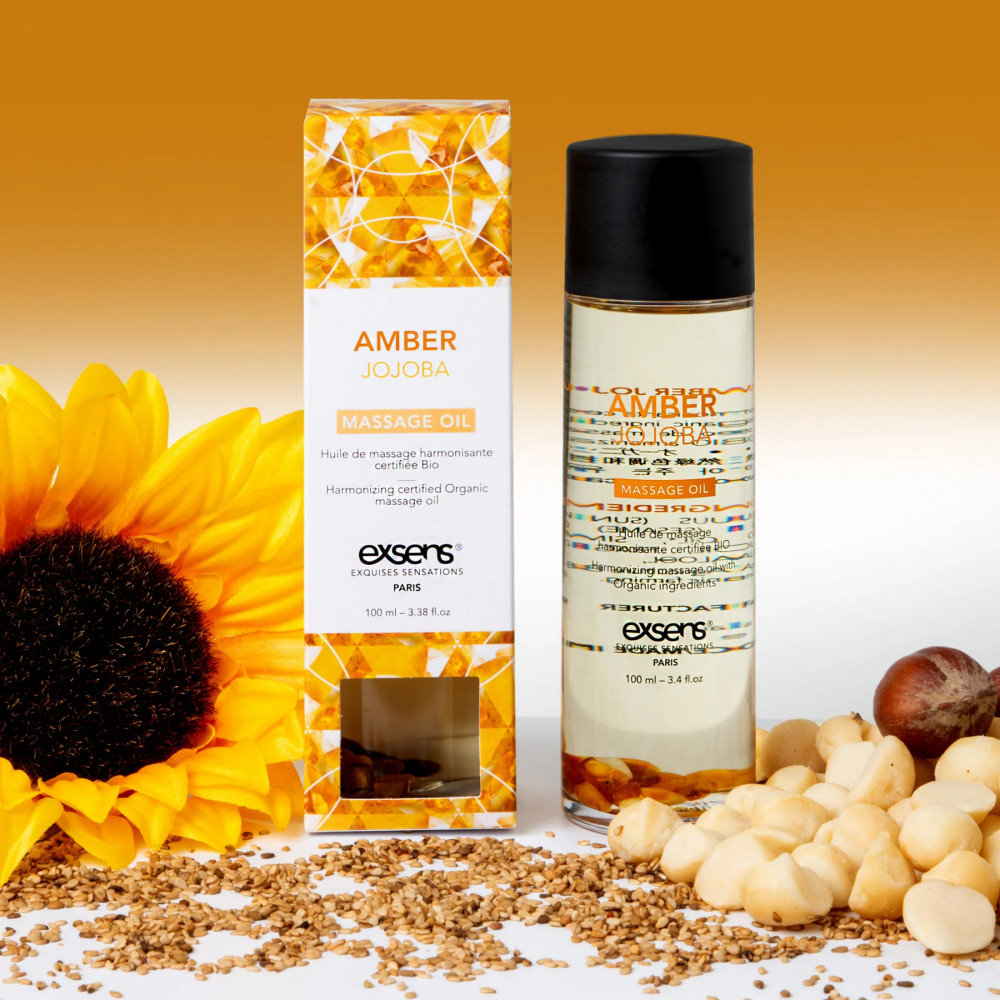 Для массажа - Массажное масло EXSENS Amber Jojoba (гармонизирующее с янтарем) 100мл, натуральное 3