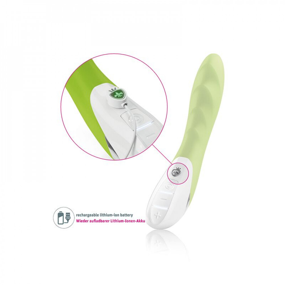 Классический вибратор - Мощный вибратор Mystim Sassy Simon Green с двумя моторами и стимулирующим рельефом 5