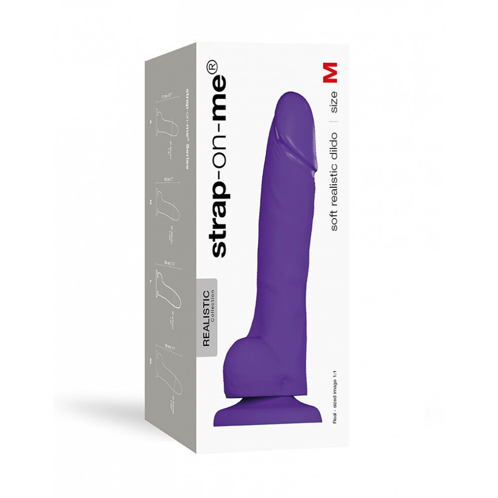 Фаллоимитаторы на присоске, двойные - Реалистичный фаллоимитатор Strap-On-Me SOFT REALISTIC DILDO Violet - Size M 1