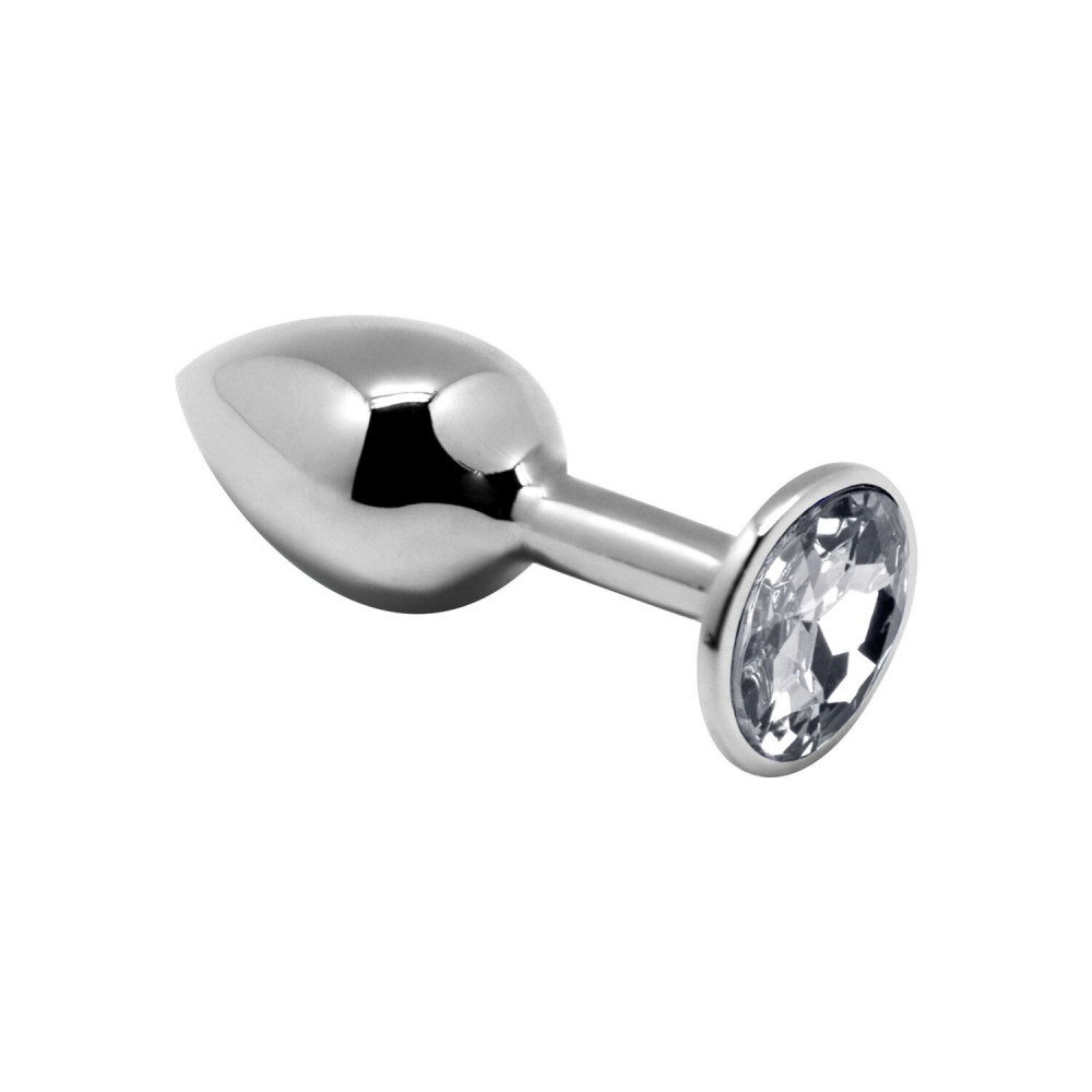 Анальная пробка - Металлическая анальная пробка с кристаллом Alive Mini Metal Butt Plug White M