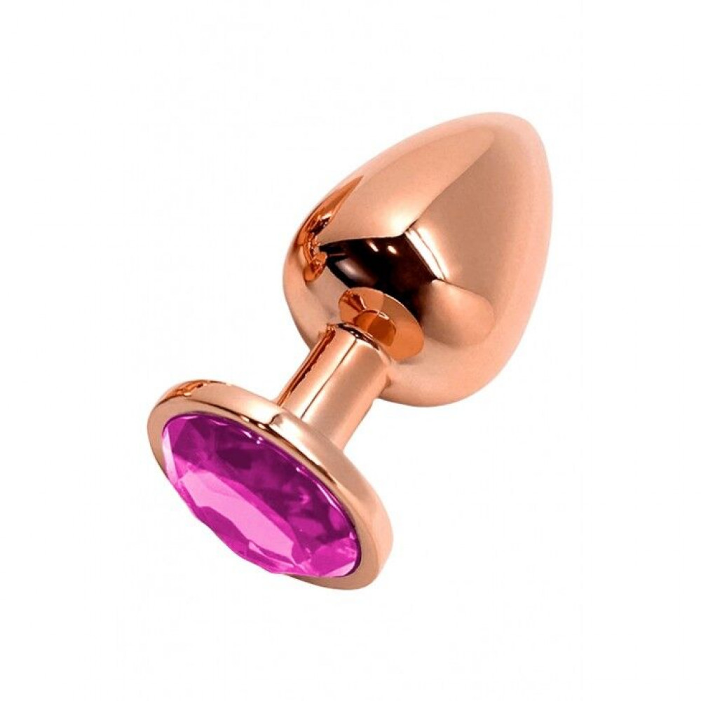 Анальная пробка - Металлическая анальная пробка Wooomy Tralalo Rose Gold Metal Plug Magenta L, диаметр 4 см, длина 9 с