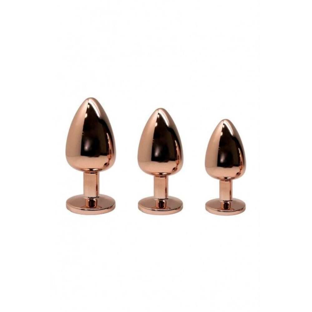 Анальная пробка - Металлическая анальная пробка Wooomy Tralalo Rose Gold Metal Plug Magenta L, диаметр 4 см, длина 9 с 2