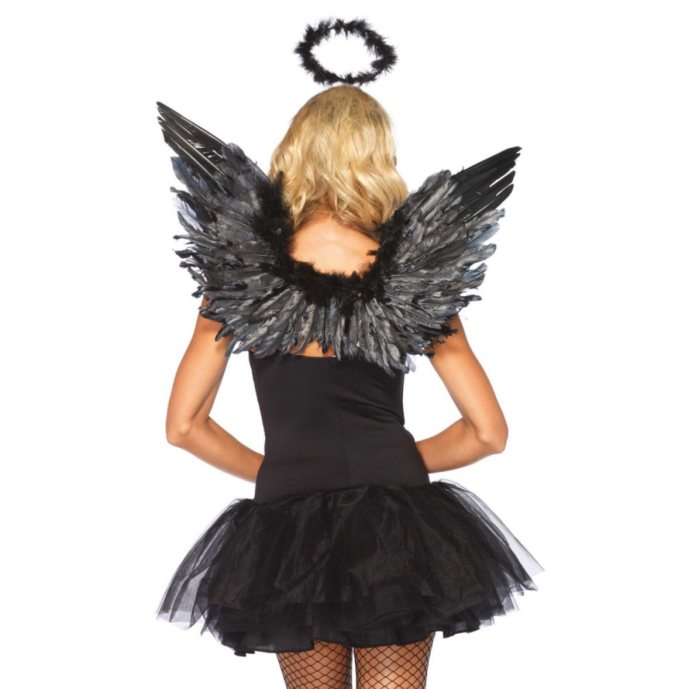 Эротические костюмы - Крылья черного ангела Leg Avenue Angel Accessory Kit Black, крылья, нимб 3