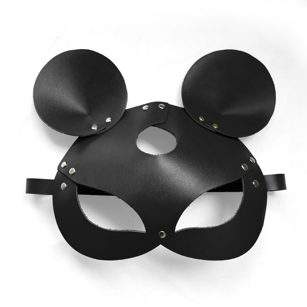 Маски - Кожаная маска зайки Art of Sex - Mouse Mask, цвет Черный 3