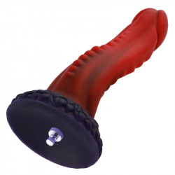 Фалоімітатор для секс-машин Hismith 8.35″ Curved Silicone Dildo Red Monster Series, система KlicLok