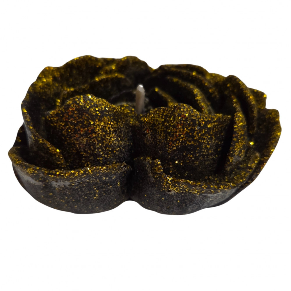 Різне - Свічка низькотемпературна у вигляді троянди з глітером GlowKink чорна, L 32