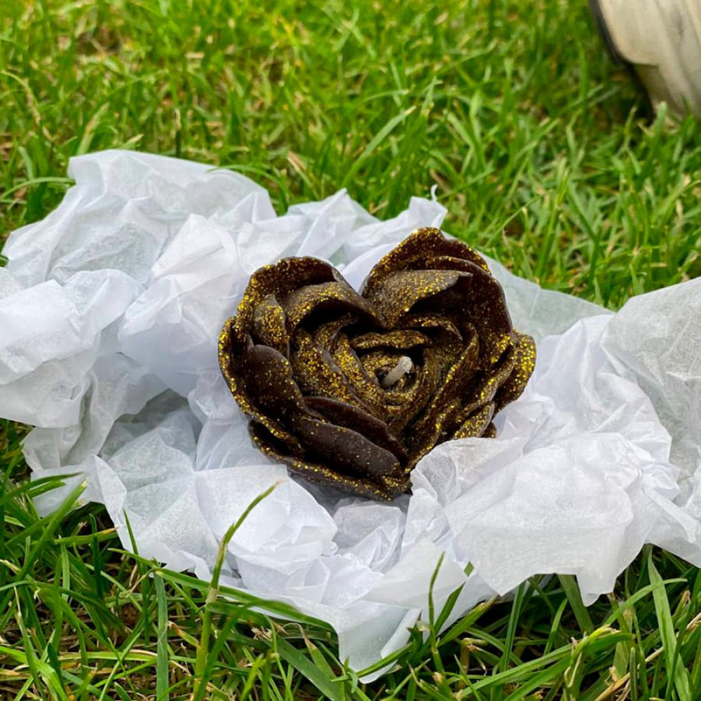 Різне - Свічка низькотемпературна у вигляді троянди з глітером GlowKink чорна, L 53