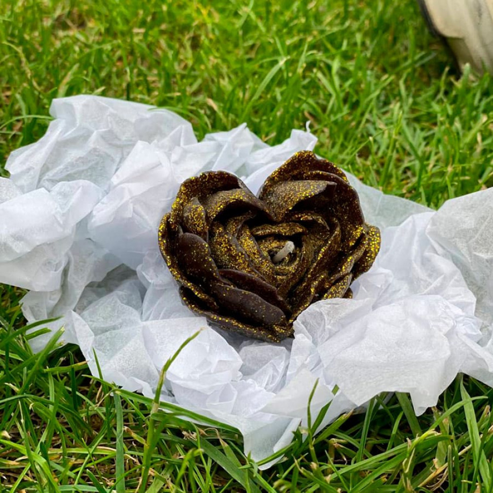 Різне - Свічка низькотемпературна у вигляді троянди з глітером GlowKink чорна, L 15