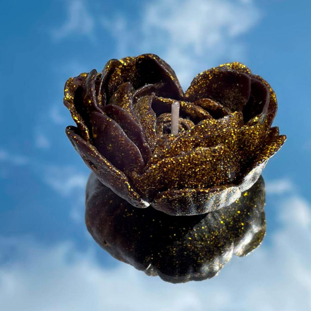 Різне - Свічка низькотемпературна у вигляді троянди з глітером GlowKink чорна, L 46