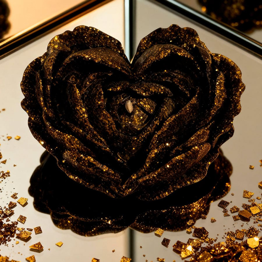 Різне - Свічка низькотемпературна у вигляді троянди з глітером GlowKink чорна, L 6