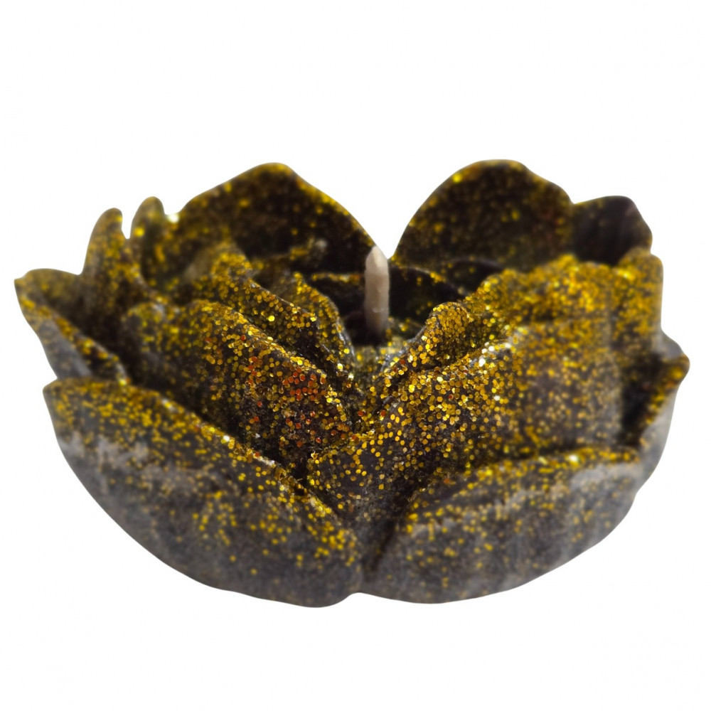 Різне - Свічка низькотемпературна у вигляді троянди з глітером GlowKink чорна, L 29