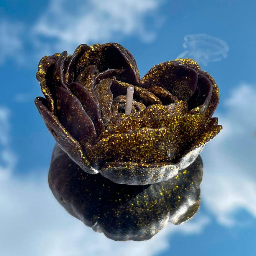 Різне - Свічка низькотемпературна у вигляді троянди з глітером GlowKink чорна, L 51