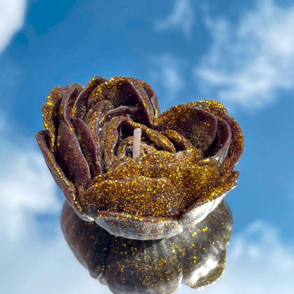 Різне - Свічка низькотемпературна у вигляді троянди з глітером GlowKink чорна, L 42