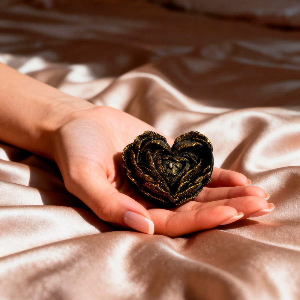 Різне - Свічка низькотемпературна у вигляді троянди з глітером GlowKink чорна, L 11