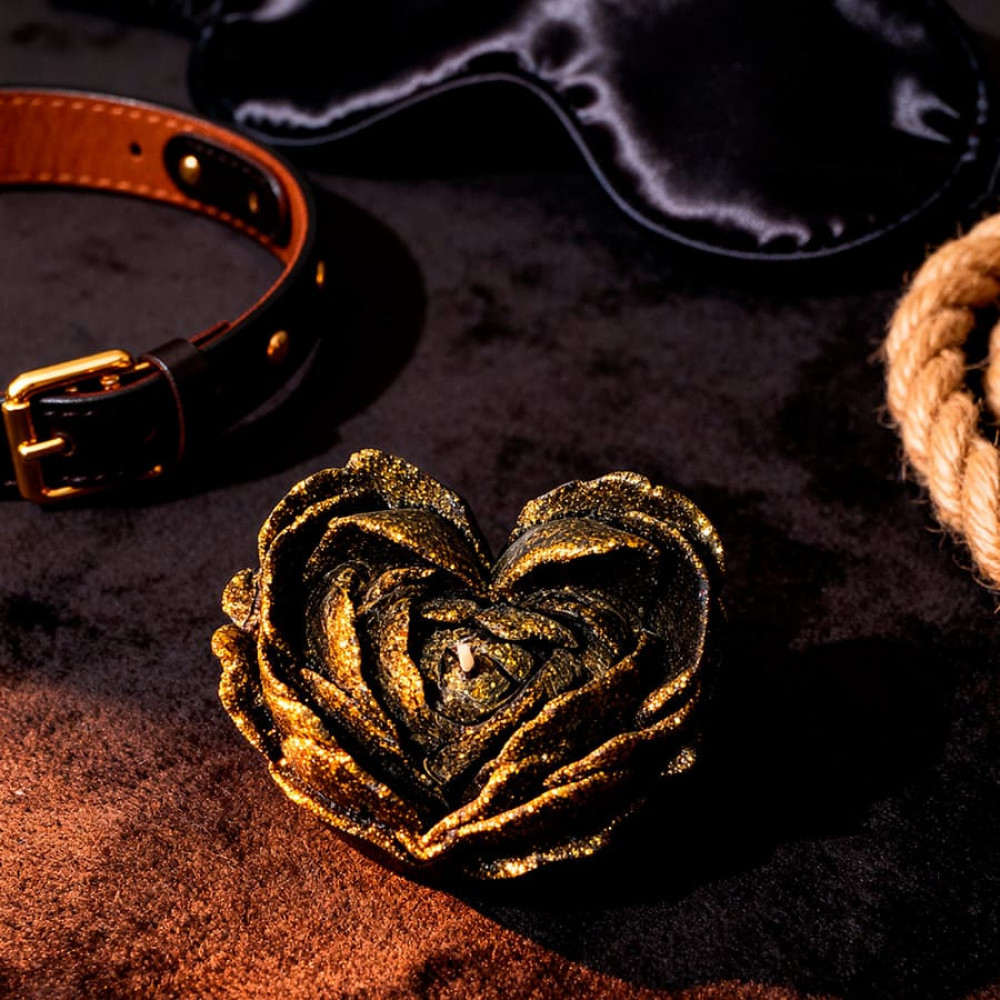 Різне - Свічка низькотемпературна у вигляді троянди з глітером GlowKink чорна, L 1