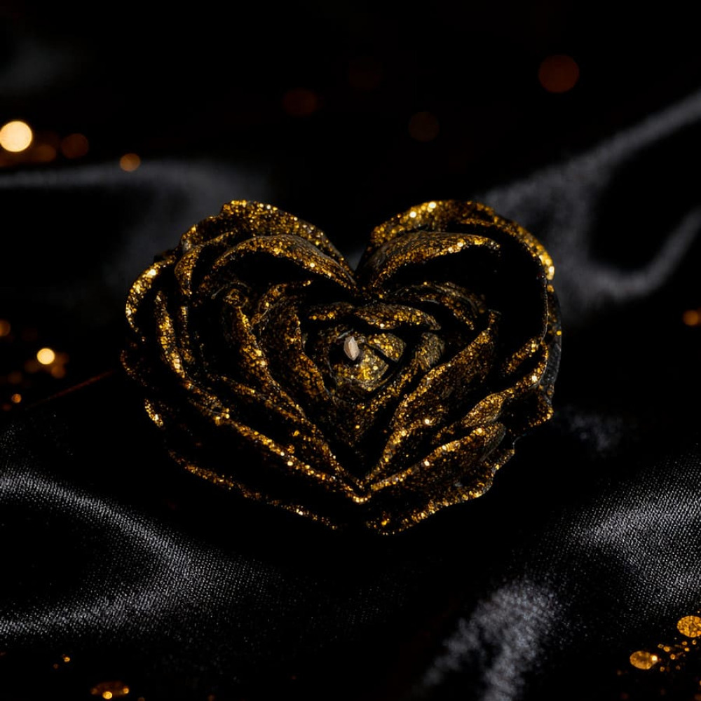 Різне - Свічка низькотемпературна у вигляді троянди з глітером GlowKink чорна, L 7