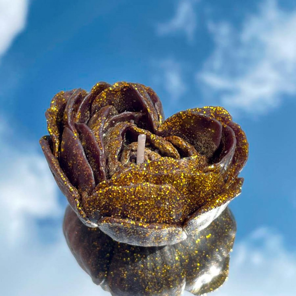 Різне - Свічка низькотемпературна у вигляді троянди з глітером GlowKink чорна, L 44