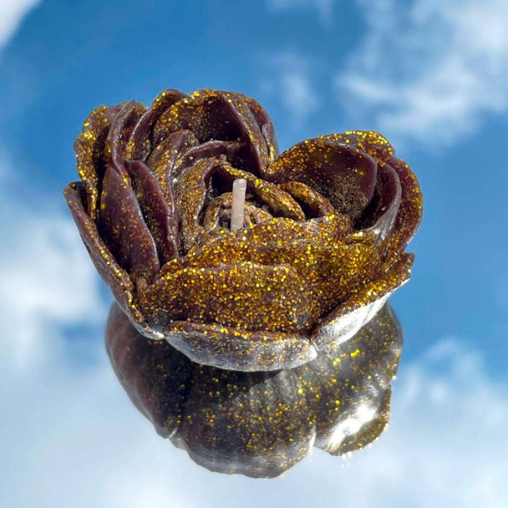 Різне - Свічка низькотемпературна у вигляді троянди з глітером GlowKink чорна, L 43