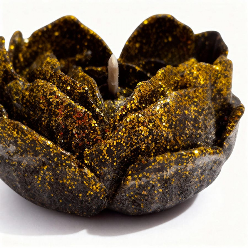 Різне - Свічка низькотемпературна у вигляді троянди з глітером GlowKink чорна, L 22