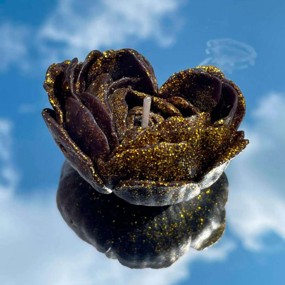 Різне - Свічка низькотемпературна у вигляді троянди з глітером GlowKink чорна, L 52