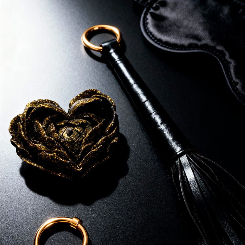 Різне - Свічка низькотемпературна у вигляді троянди з глітером GlowKink чорна, L 17