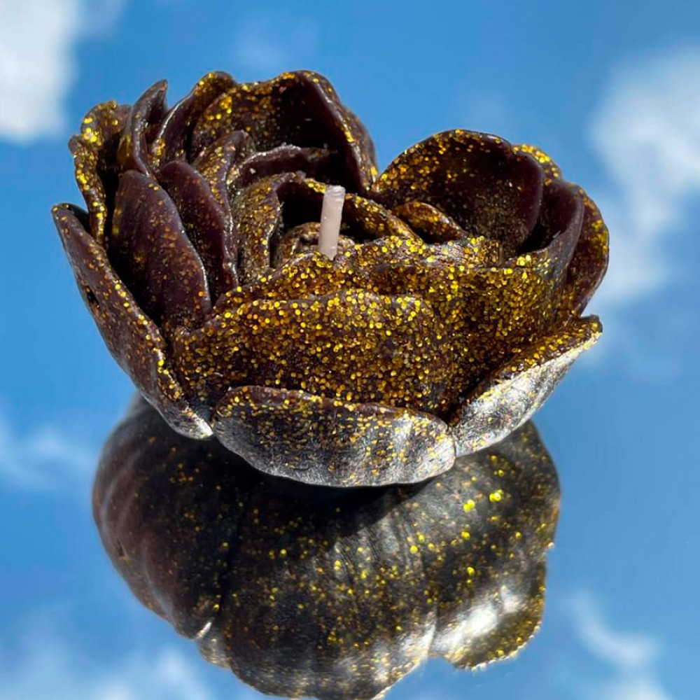 Різне - Свічка низькотемпературна у вигляді троянди з глітером GlowKink чорна, L 50