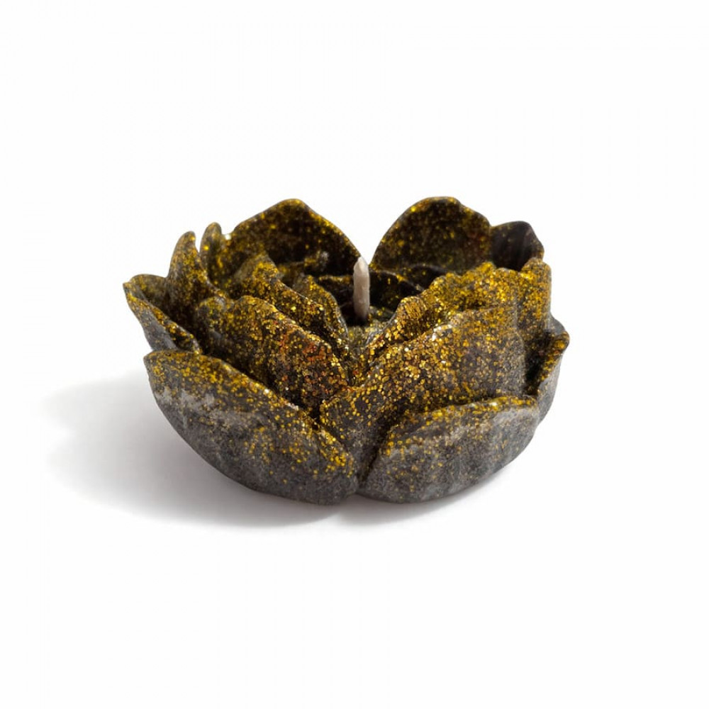 Різне - Свічка низькотемпературна у вигляді троянди з глітером GlowKink чорна, L 23