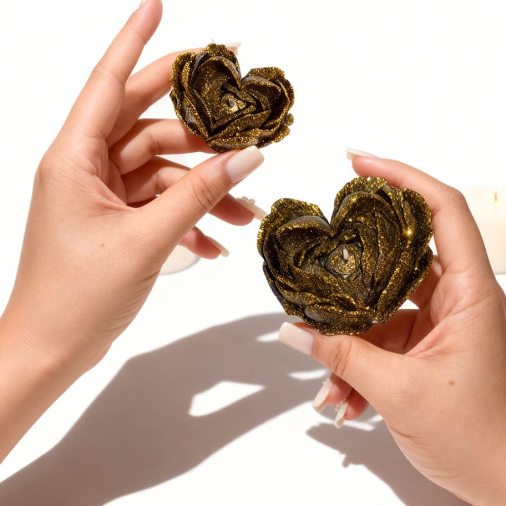 Різне - Свічка низькотемпературна у вигляді троянди з глітером GlowKink чорна, L 8