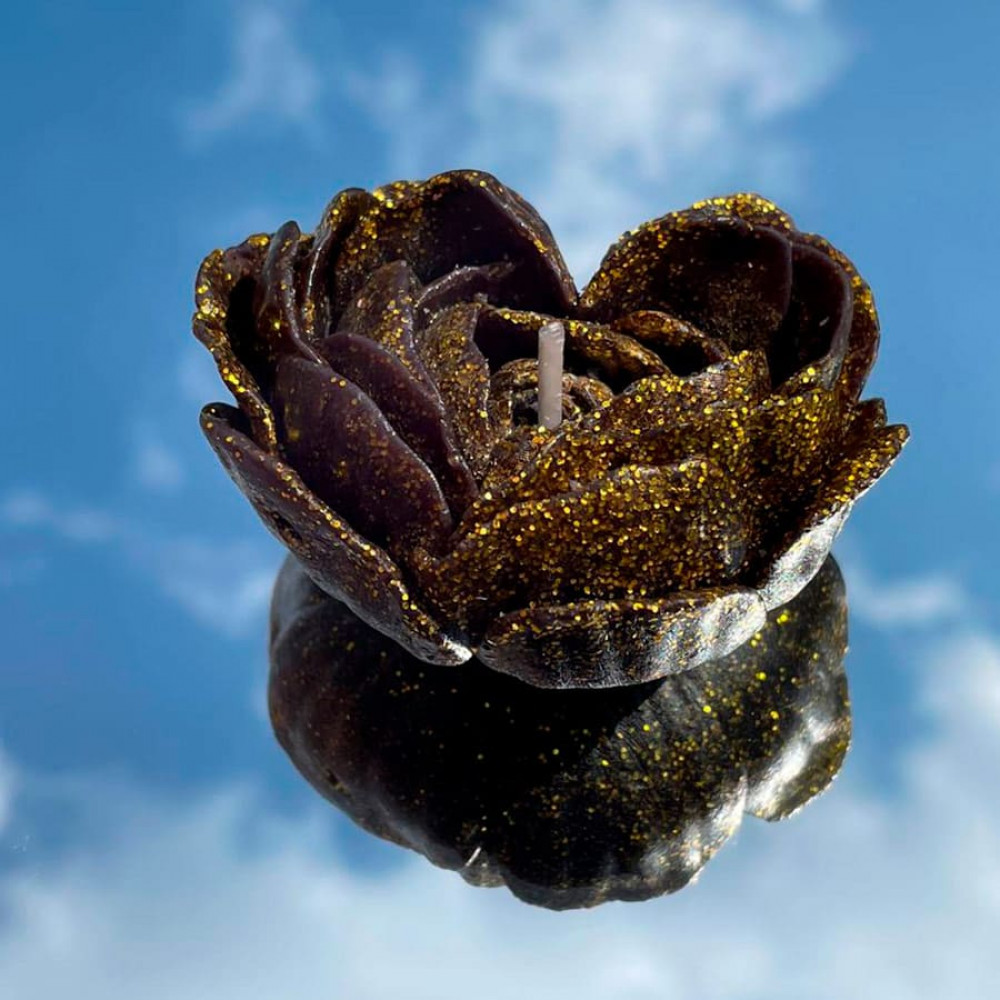 Різне - Свічка низькотемпературна у вигляді троянди з глітером GlowKink чорна, L 28