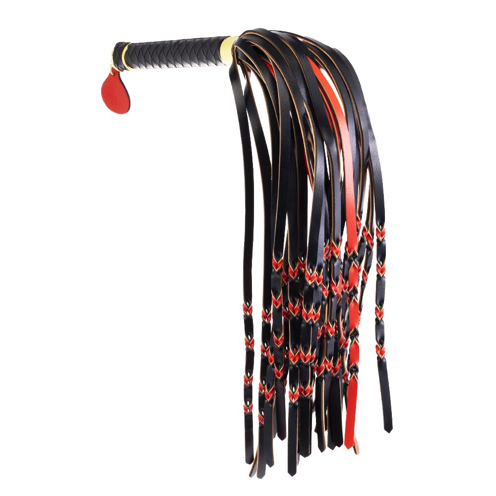 Плети, стеки, флоггеры, тиклеры - Флоггер LOCKINK SEVANDA Red & Black Braided Tail Flogger