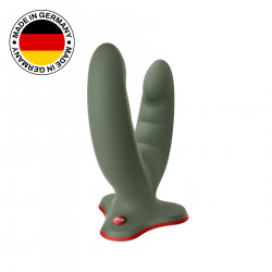 Подвійний фалоімітатор Fun Factory RYDE wild olive, гнучкі стовбури, присоска