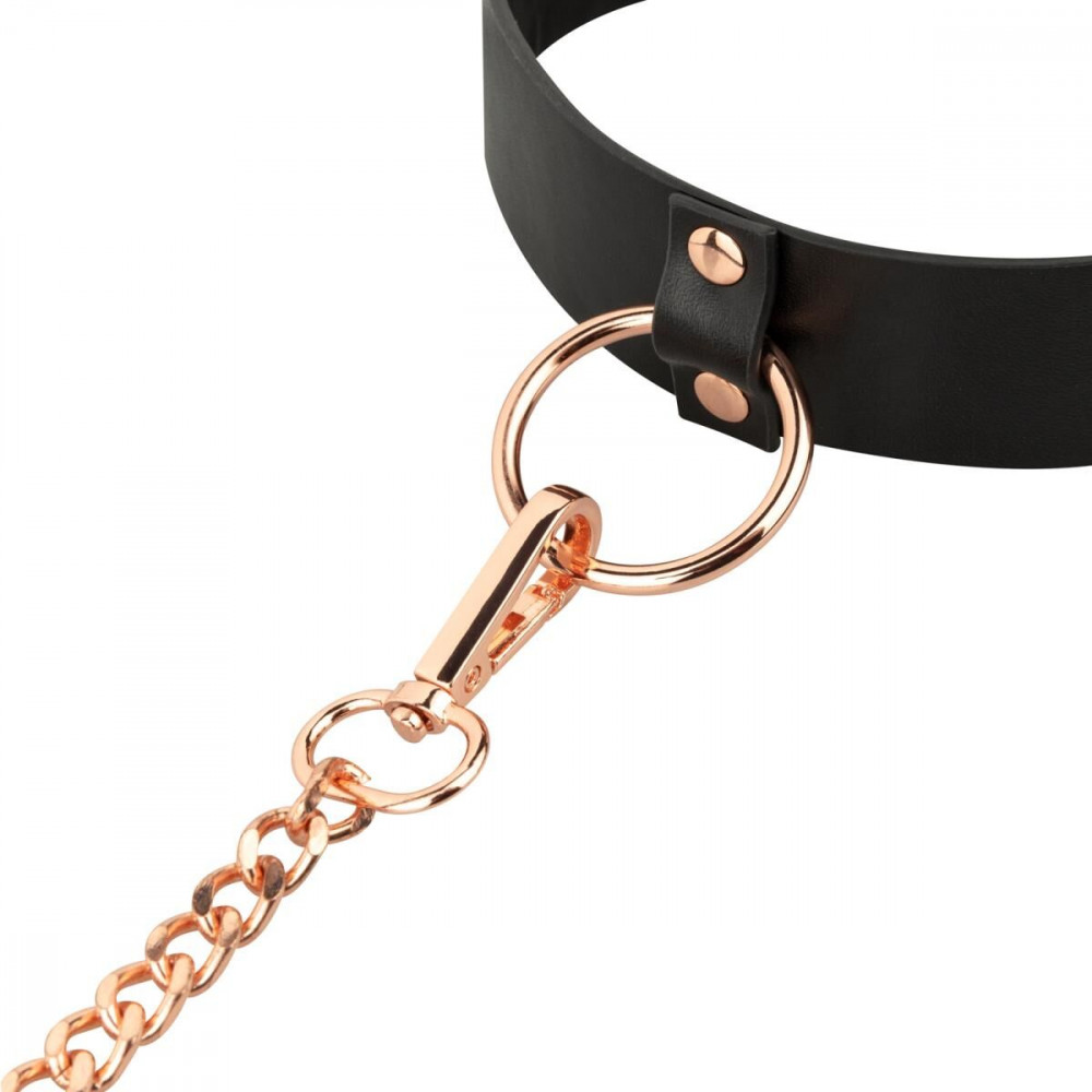 Ошейники, поводки - Ошейник с поводком Rosy Gold - Collar with Leash - Black 5