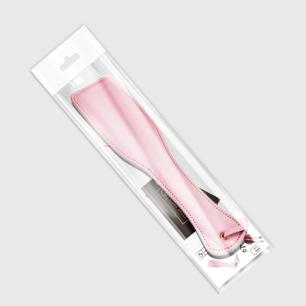 Плети, стеки, флоггеры, тиклеры - Паддл Liebe Seele White & Pink Leather Paddle 1