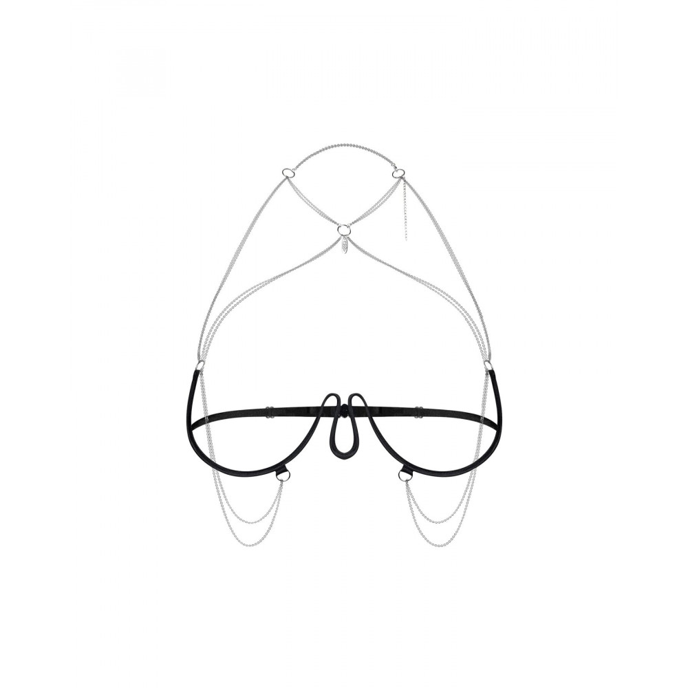 Різне - Прикраса на тіло Obsessive Lustique Black harness bra S/M/L 1