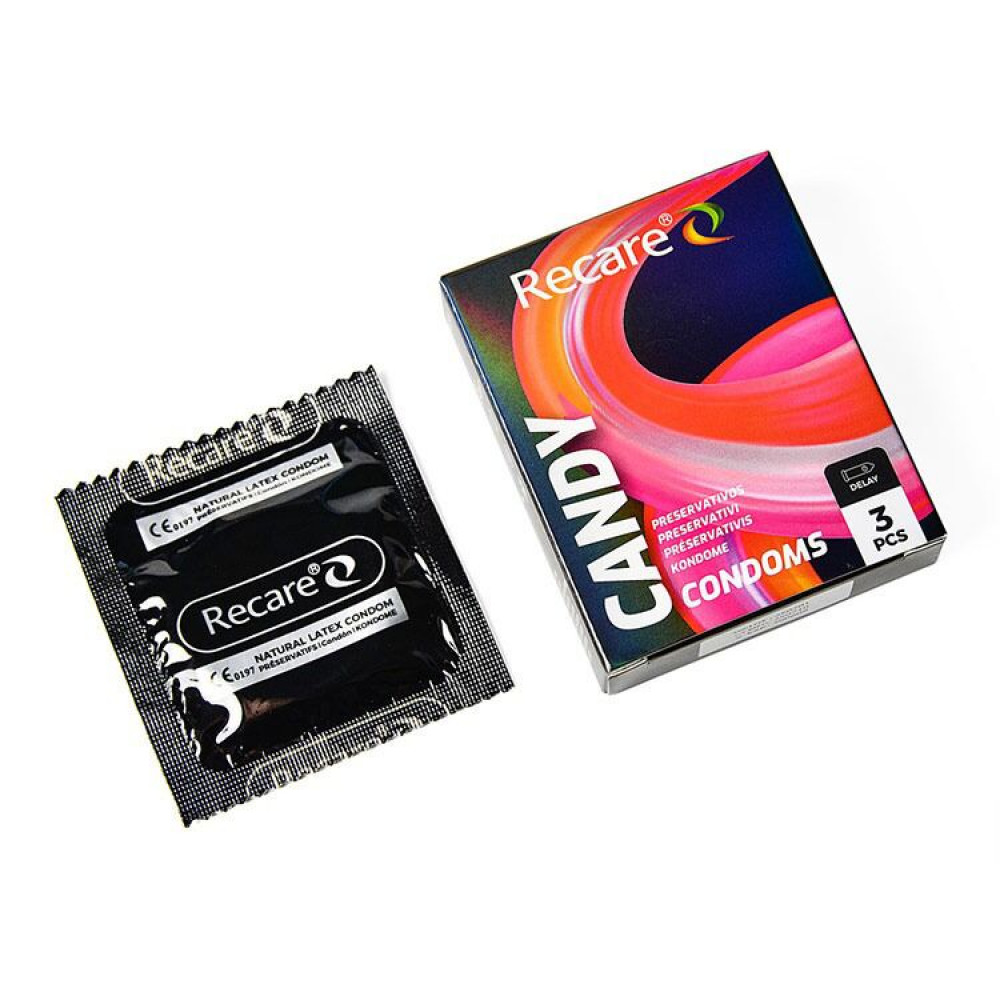 Презервативы - Презервативы Holographic Recare Delay Candy Condoms 3 шт, пролонгирующий эффект, конфетный аромат 1