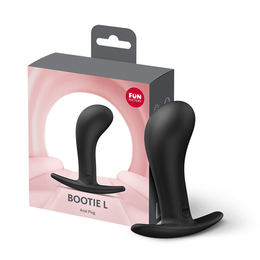 Анальные игрушки без вибрации - Анальная пробка Fun Factory BOOTIE L Black, диаметр 3,8 см, тонкий ограничитель 5