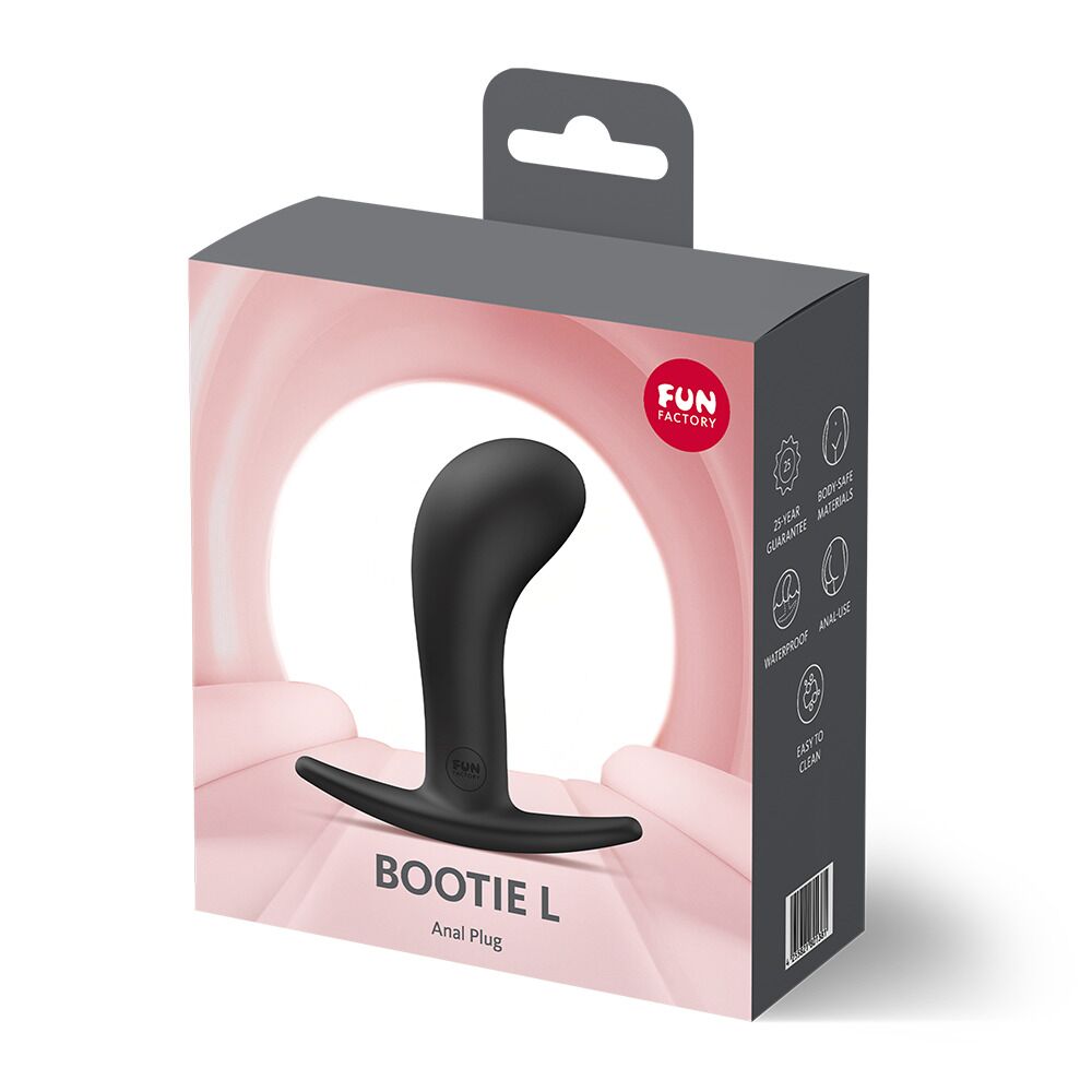 Анальные игрушки без вибрации - Анальная пробка Fun Factory BOOTIE L Black, диаметр 3,8 см, тонкий ограничитель 6