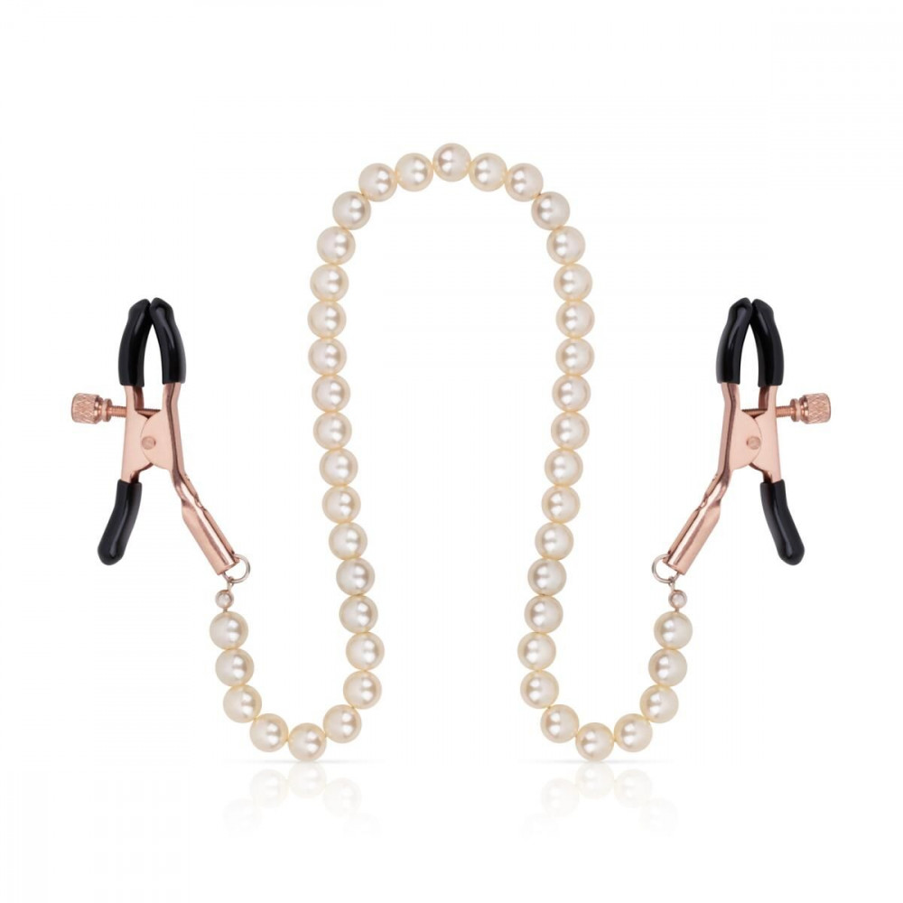  - Затискачі для сосків з перлинним ланцюжком Rosy Gold - Nipple Clamps Pearls 1